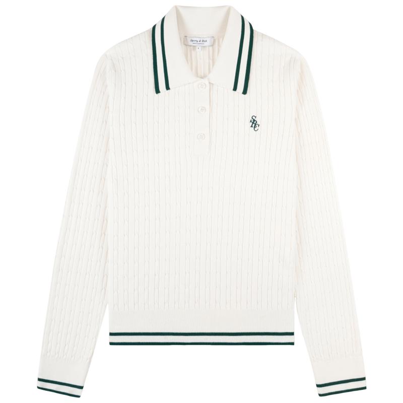 [七折礼遇]Sporty&Rich 女士网球风绞花针织毛衣Polo