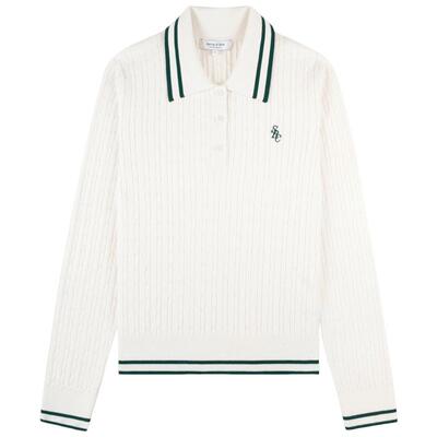 [奢享价]Sporty&Rich 女士网球风绞花针织毛衣长袖Polo半裙套装