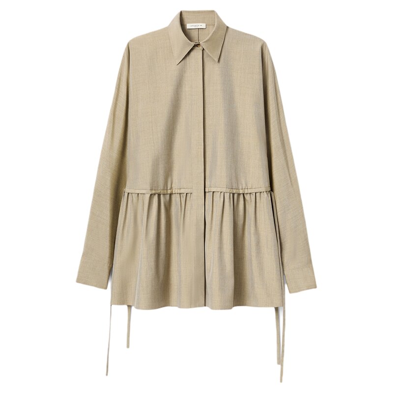 LAFAYETTE148/拉飞逸户外风抽绳系带绢丝府绸衬衫收腰通勤风长袖