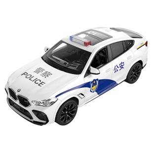 星辉宝马X6M遥控警车大号仿真警灯警笛赛车男孩儿童生日礼物玩具
