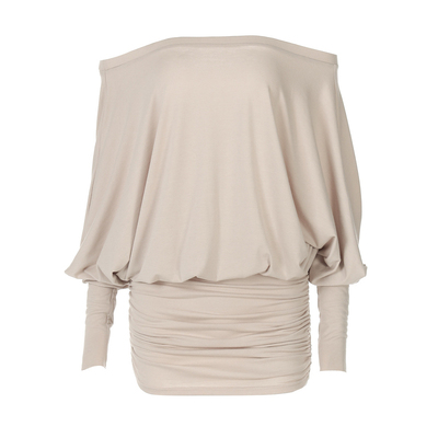 欧美性感一字领抽褶包臀连衣裙