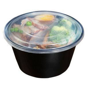 圆形1000/1100带内衬双层上下两层一次性打包粉面分离外卖餐盒碗