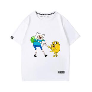 AdventureTime探险活宝周边短袖男情侣纯棉阿宝与老皮动漫印花T恤