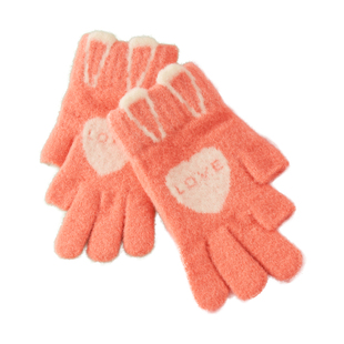 儿童手套冬季女童五指露二指半指加绒保暖男孩女孩小学生写字手套