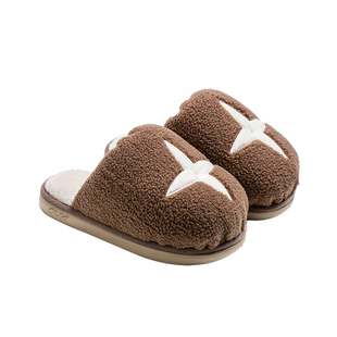 朴西香菇情侣厚底棉拖鞋女秋冬室内家居静音防滑加绒保暖棉拖鞋女