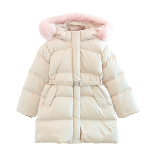 ILOVEJ童装25冬装女童羽绒服收腰毛领外套带帽80鸭绒保暖/JWWOU15
