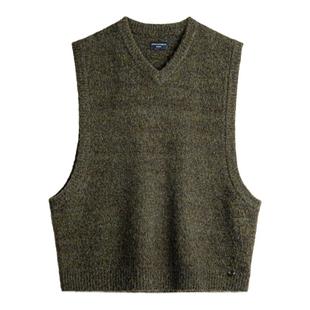 马登工装 美式复古针织V领马甲绒背心叠穿套头保暖无袖坎肩男秋