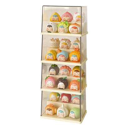 萌粒展示盒盲盒展示架收纳小摆件手办展示柜亚克力防尘收纳盒桌面