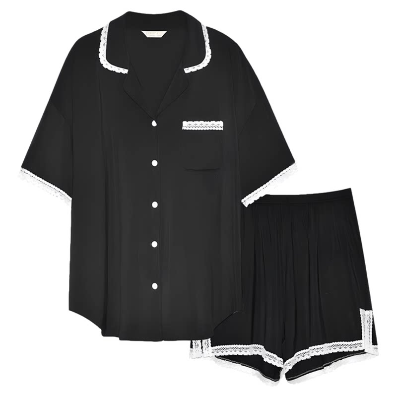 绮瑞女夏季莫代尔睡衣短袖花边