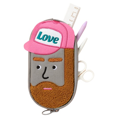 韩国创意刺绣胡子大叔笔袋大容量