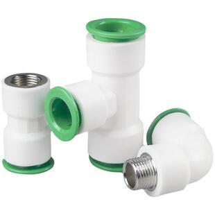 PPR免热熔水管快速接头4分20直插式快接6分25快插直接弯头三通