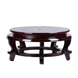 景德镇高脚圆形花盆底座托盘鱼缸花瓶齐石香炉木质工艺品装饰摆件