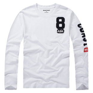 美洲海岸af长袖t恤男潮秋装衣服纯棉圆领宽松休闲体恤男士打底衫