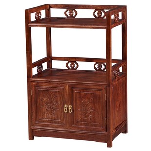 红木茶水柜刺猬紫檀餐边柜非洲花梨木微波炉厨房储物仿古置物架
