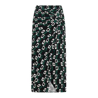 DVF腰部扭结几何印花半裙