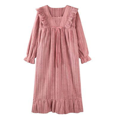 【芬腾】加绒加厚珊瑚绒睡裙保暖