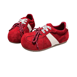 休闲运动鞋复古拼色双鞋带单鞋