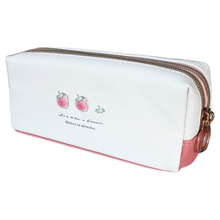 日系笔袋99creat小众复古草莓报纸ins高雅初中生高中生双层文具盒