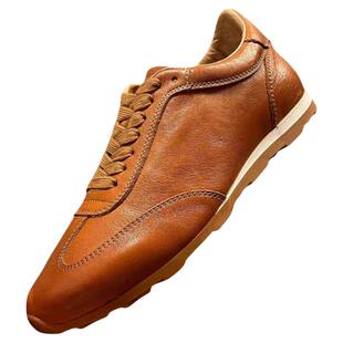 头层胎牛皮德训鞋男鞋春秋新款真皮透气休闲鞋平底系带板鞋潮鞋子