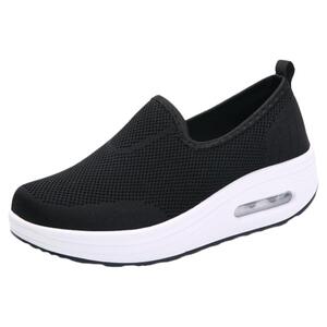 老北京布鞋女夏季新款一脚蹬休闲鞋厚底气垫透气妈妈鞋网面摇摇鞋