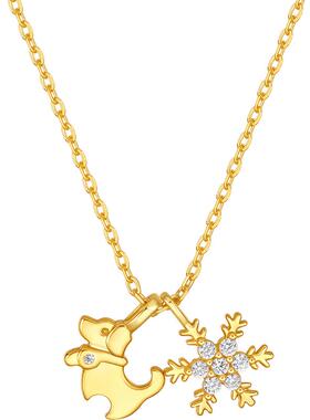 周六福项链女雪花链坠S925银高级感轻奢小众送女友节日礼物