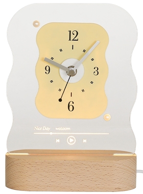 卧室床头氛围感小夜灯时钟摆件