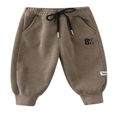 男童加绒裤秋冬季新款宝宝加厚灯芯绒裤子冬装儿童保暖一体绒长裤