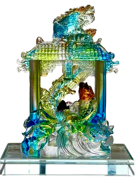 鱼跃龙门琉璃招财摆件客厅办公室