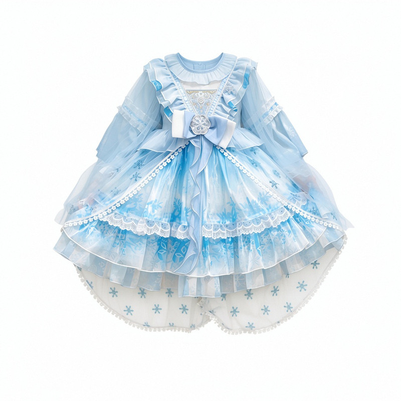 洛丽塔女童蓬蓬裙春秋款艾莎公主裙冰雪奇缘lolita秋装生日礼服裙