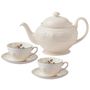 WEDGWOOD威基伍德欢愉假日树莓咖啡杯陶瓷红茶杯碟茶具套装新婚礼