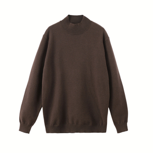 「可机洗绵羊毛」半高领毛衣男士中领打底针织衫长袖上衣秋冬季