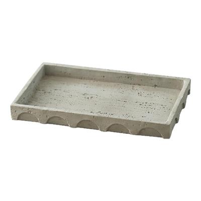 栗石侘寂风复古米色仿洞石托盘桌面摆件民宿样板间浴室收纳装饰盘