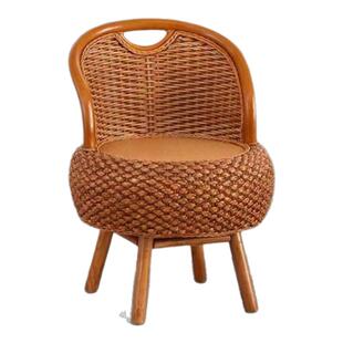 360度旋转藤椅单人家用真藤转椅子办公室休闲座椅圆凳子阳台靠背