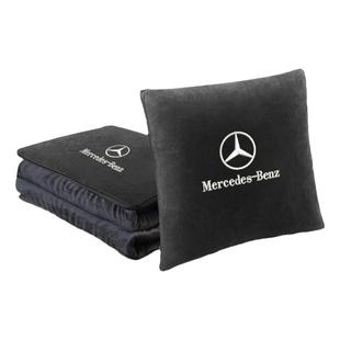 奔驰刺绣抱枕被两用二合一加厚加绒GLC/GLE/C级车用腰靠后排睡觉