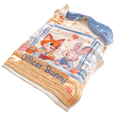 纯棉纱布卡通儿童盖毯四季通用软