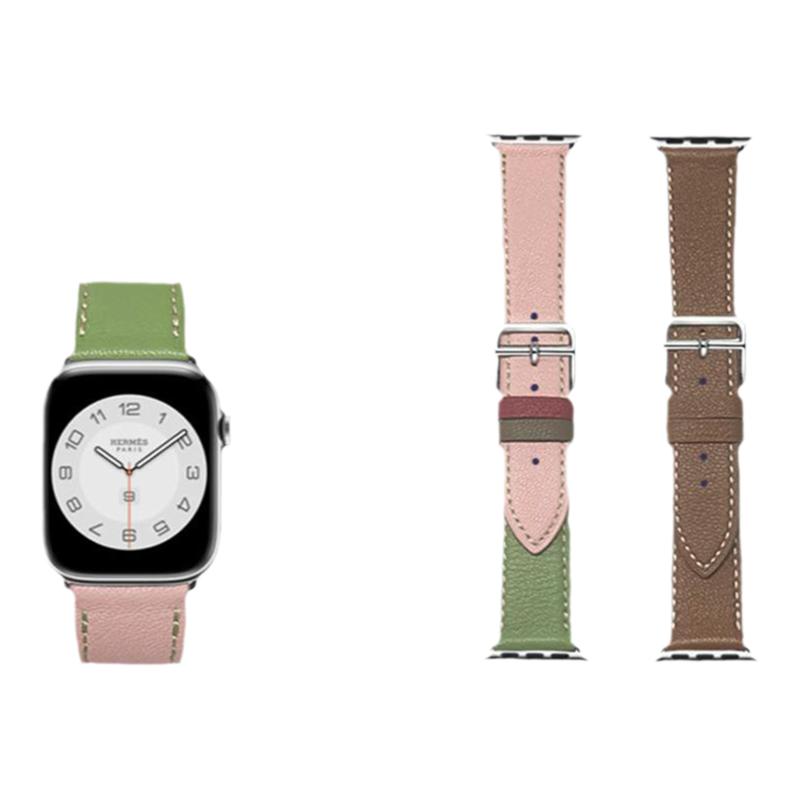 新款撞色iwatchS9se山羊皮手表带