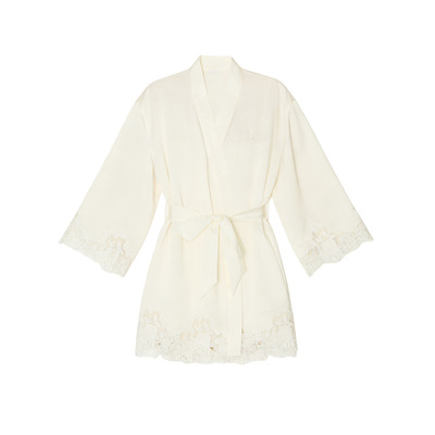 DPLAYSWEET刺绣蕾丝拼接缎面睡袍法式轻奢性感睡衣2026早夏女士