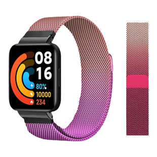 适用红米3表带Redmiwatch4米兰尼斯磁吸渐变色透气腕带小米watch5三智能手表1/2代lite快拆金属接头替换带