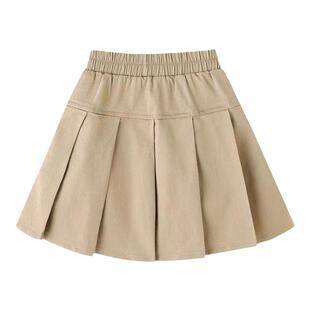 女童半身裙藏青色校服裙子学院风儿童百褶裙卡其小学生表演短裙裤