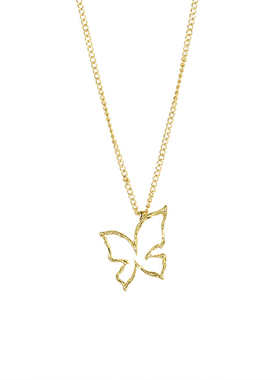 【Butterfly】18K重镀金手工肌理感蝴蝶项链