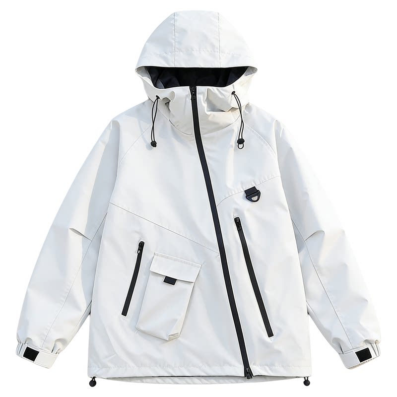 外贸尾单情侣款登山服斜拉链冲锋衣户外防水衣连帽夹克潮流百搭