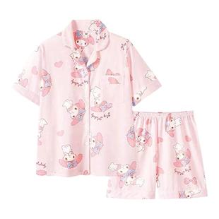 WALKING美乐蒂卡通睡衣女夏季短袖短裤日系ins可爱甜美家居服套装