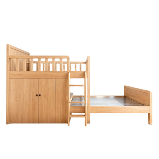 匠百盛不锈钢高低交错式床上下铺床小户型组合床定制衣柜门一体床