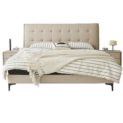 双虎家居轻奢风现代简约真皮床