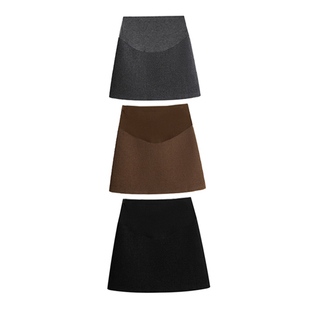 孕妇a字包臀半身短裙秋冬季新款miu系灰色毛呢半身裙高腰显瘦裙子