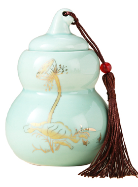 荷花葫芦陶瓷罐卫生间葫芦瓶厕所在西北角门对厕所对厨房装饰摆件