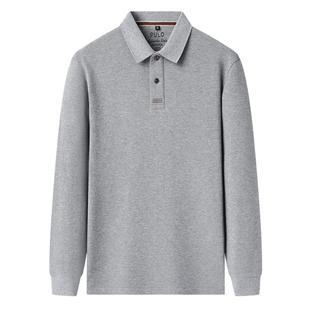 皮尔卡丹男士长袖t恤高端商务休闲轻奢纯棉翻领Polo衫丝光棉上衣