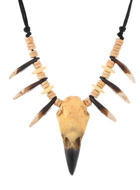 原创乌鸦头骨复古个性狗牙项链