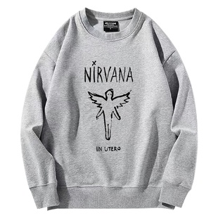 NIRVANA涅盘乐队科特柯本涅槃天使圆领秋冬男女宽松卫衣长袖百搭