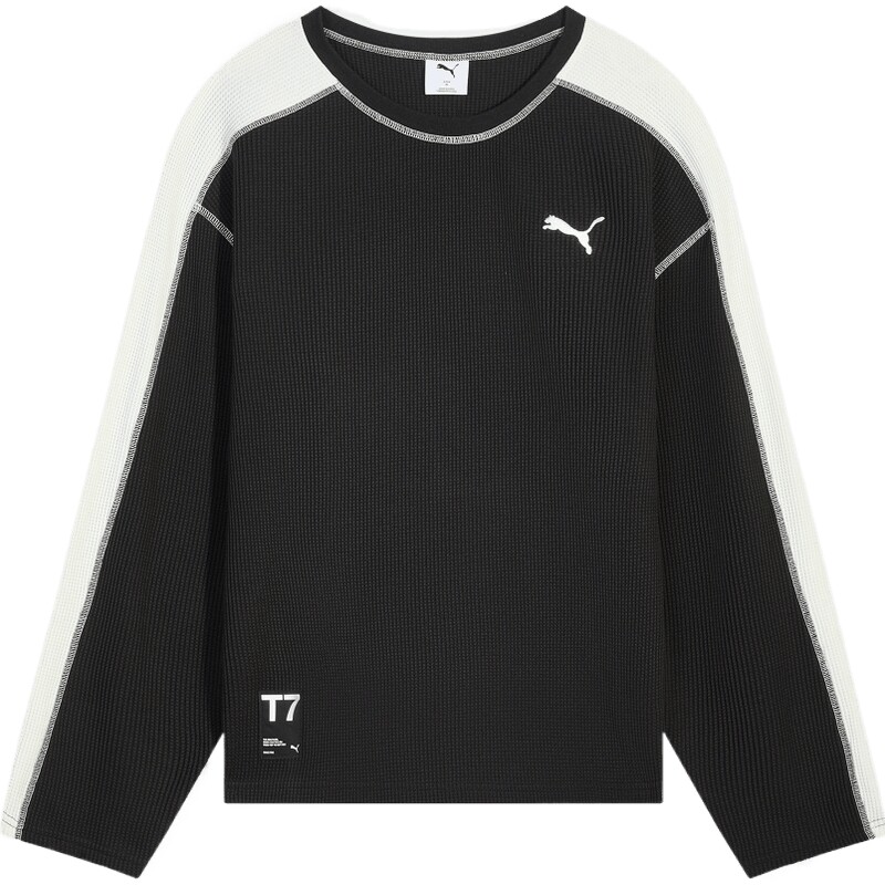 puma彪马男子-T7 Waffle LS TEE运动休闲长袖T恤63743601